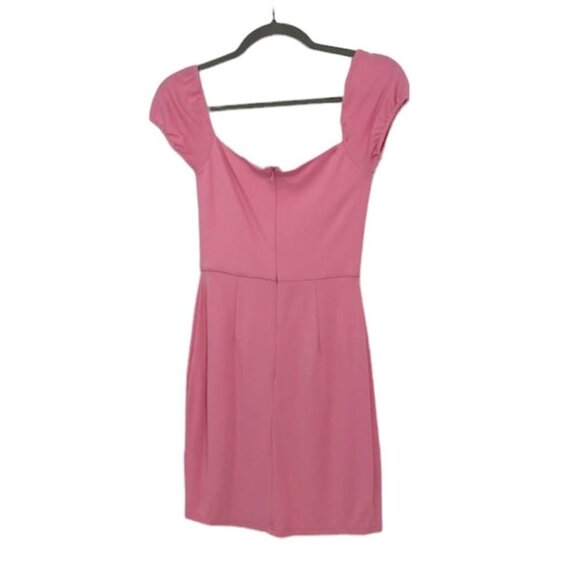 By The Way (revolve) bright pink off shoulder plunge V-neck mini  bodycon dress - Picture 4 of 16